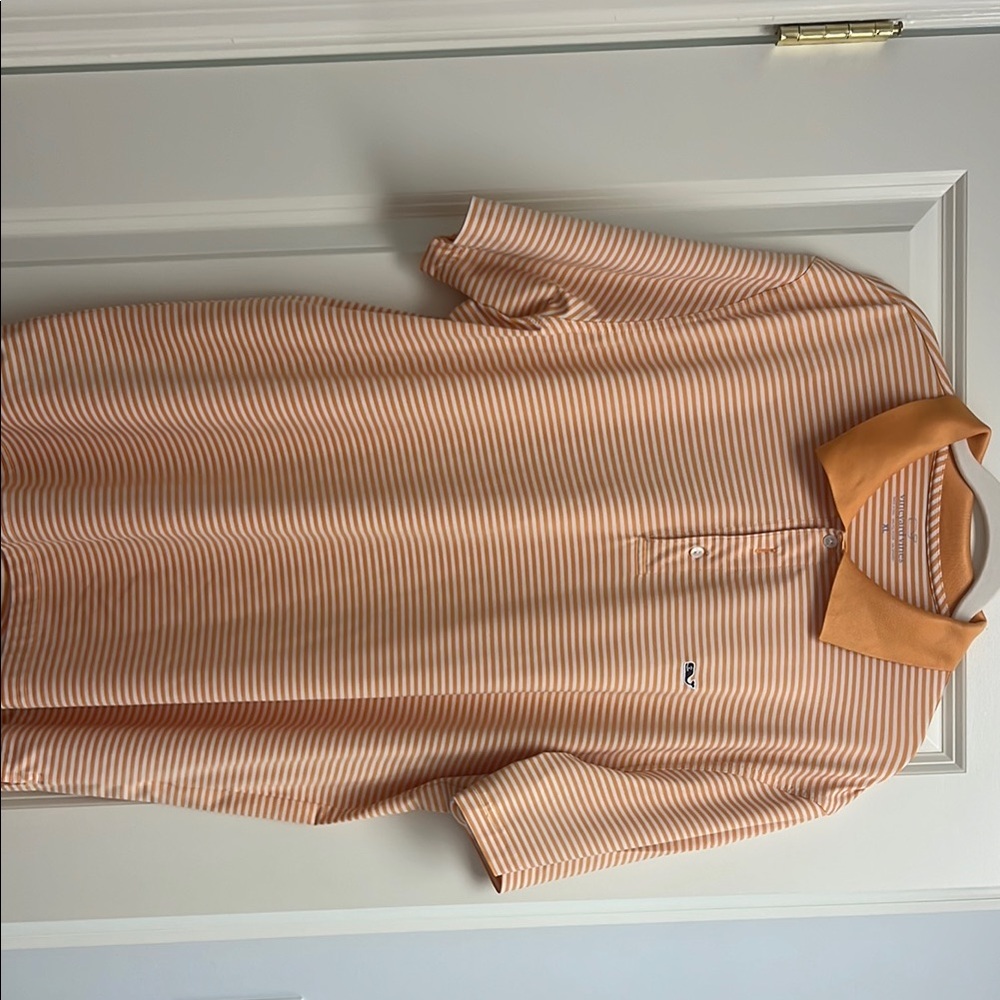 Vineyard Vines Orange Polo Shirt with Ribbed Texture